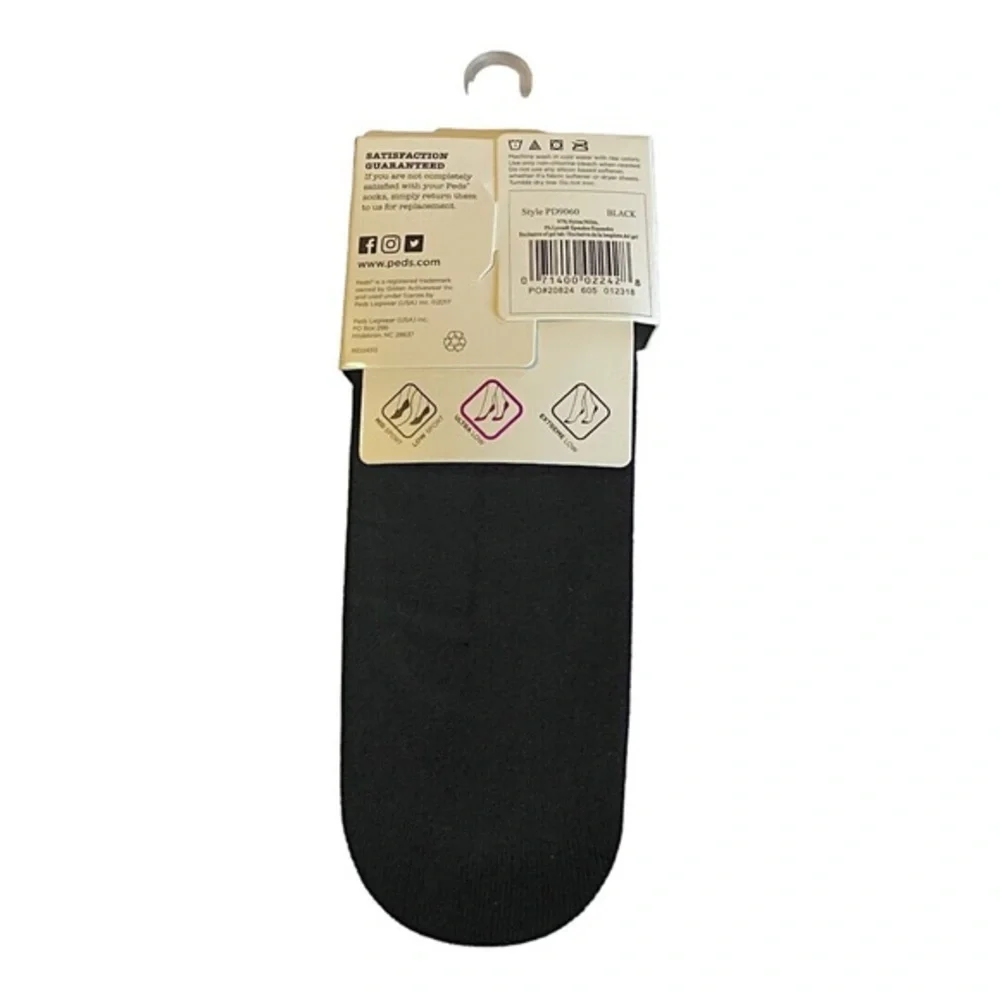 3pairs Peds black ultra low gel tab shoe liners (fits size 8-12) new FREE‎